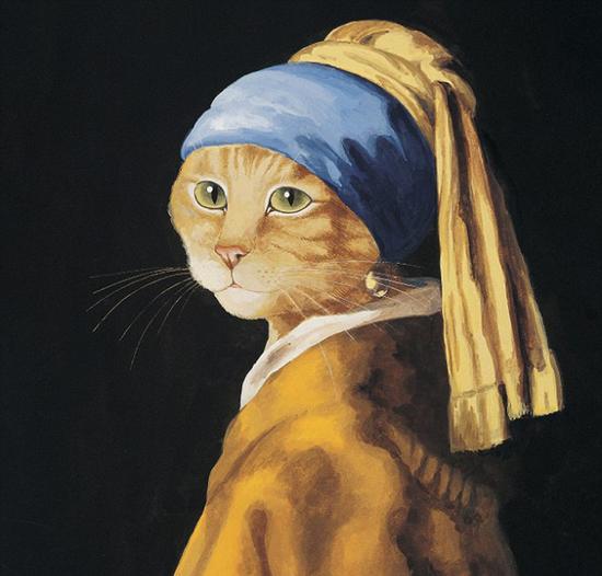 赫伯特翻改荷兰绘画大师杨·维梅尔的代替代表作《戴珍珠耳环的少女》
