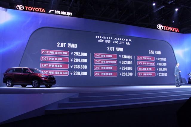 广汽丰田全新汉兰达正式上市 售23.98万起
